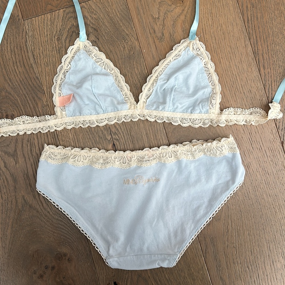 2sets - Soft cotton triangle bra and panty - Picture 3 of 15